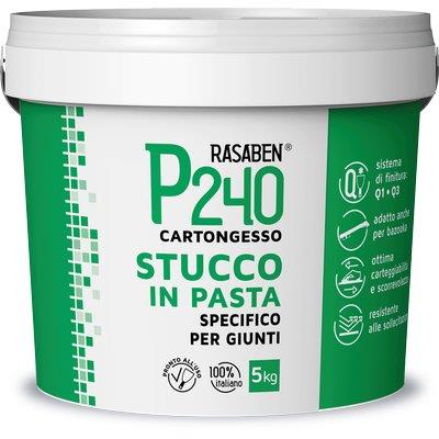 Stucco Pasta Cartongesso P240 K2 Rasaben - Kg 5 Specifico Giunti- 4 Pezzi