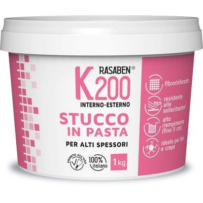 Stucco Pasta Interno Esterno K200 K2 Rasaben - Kg 1 Alti Spessori- 12 Pezzi