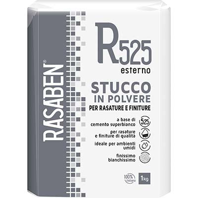 Stucco Polvere Esterno R525 K2 Rasaben - Kg 1- 24 Pezzi