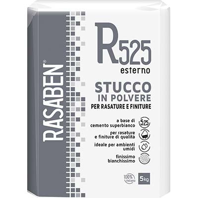 Stucco Polvere Esterno R525 K2 Rasaben - Kg 5- 4 Pezzi