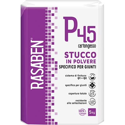 Stucco Polvere Cartongesso P45 K2 Rasaben - Kg 5 Specifico Giunti- 4 Pezzi