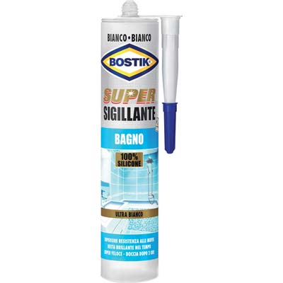 Silicone Super Sigillante Bagno Bostik - Bianco Ml 300- 3 Pezzi