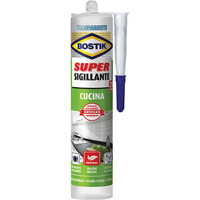 Silicone Super Sigillante Cucina Bostik - Trasparente Ml 300- 2 Pezzi