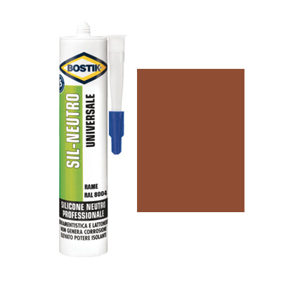 Silicone Neutro Sil Bostik - Rame Ral 8004 Ml 300- 4 Pezzi