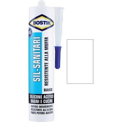 Silicone Acetico Sil Sanitari Bostik - Bianco Ral 9010 Ml 280- 24 Pezzi