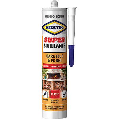Mastice Refrattario Barbecue E Forni Bostik - Grigio Scuro Gr 530- 2 Pezzi