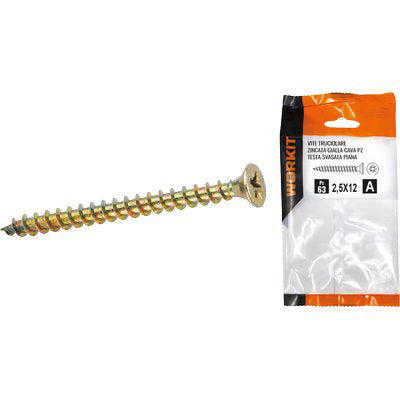 Vite Truciolare Tsp Zincata Gialla Self Workit - Cava Pz Filetto Intero Mm 4,0X30 Cf=Pz 32- 5 Confezioni