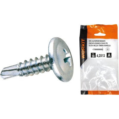 Vite Autoperforante Tmt Ranellata Self Workit - Zincata Bianca Cava Ph Mm 4,8X38 Cf=Pz 12- 5 Confezioni