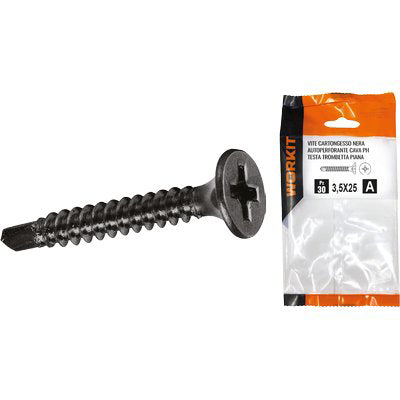 Vite Cartongesso Autoperforante Ttp Self Workit - Fosfatata Nera Cava Ph Mm 3,5X35 Cf=Pz 25- 5 Confezioni