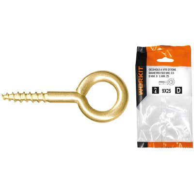 Occhiolo A Vite Ottone Self Workit - Mod 16X30 Mm 4X12X2,25 Cf=Pz 4- 5 Confezioni
