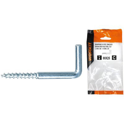 Rampino A Vite Zincato Self Workit - Mod 22X 80 Mm 60X23X5,0 Cf=Pz 4- 5 Confezioni