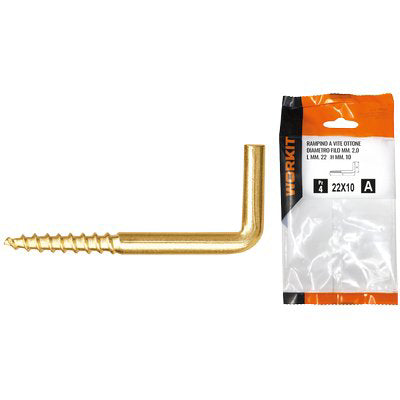 Rampino A Vite Ottone Self Workit - Mod 14X30 Mm 22X10X2,0 Cf=Pz 4- 5 Confezioni