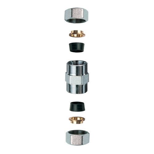 Niplex Doppio Cromato C/Monocono In Gomma Per Rame- 1/2 X 18- Far- Pezzi 1