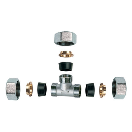 Raccordo Cromato A T Con 3 Monoconi In Gomma Per Rame- 3/4 X 22- Far- Pezzi 1