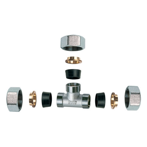 Raccordo Cromato A T Con 3 Monoconi In Gomma Per Rame- 3/4 X 22- Far- Pezzi 1
