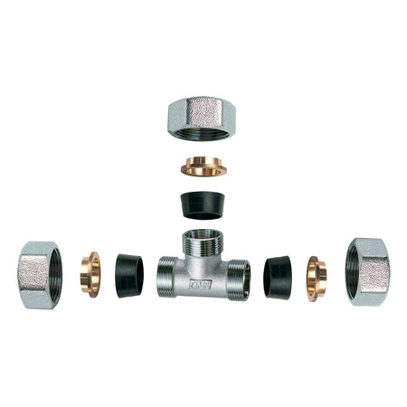 Raccordo Cromato A T Con 3 Monoconi In Gomma Per Rame- 3/4 X 22- Far- Pezzi 1