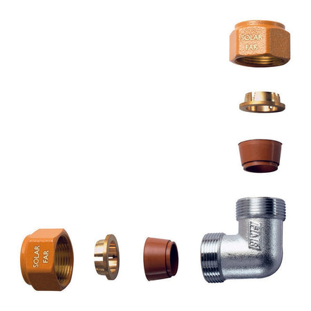 Gomito Doppio Completo Di Kit Di Tenuta Per Impianti Solari- Diam. 18- Far- Pezzi 1