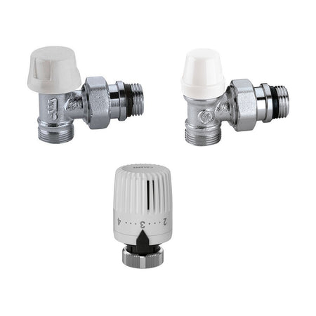 Kit Valvola + Detentore + Comando Termostatico- 3/8 A Squadra- Calef- Pezzi 1