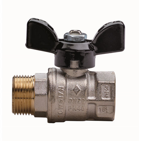 Valvola A Sfera A Passaggio Totale Filettatura Mf Con Farfalla- 1 Dn 25 Pn 40- Rb- Pezzi 1