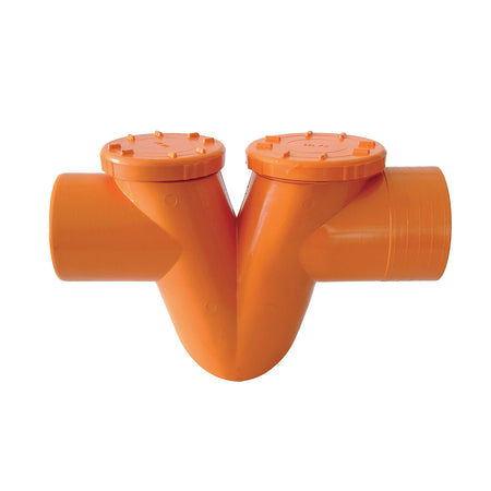 Sifoni Orizzontali 2 Tappi In Pvc Arancio A V - Diam. 100- Esclu- Pezzi 1