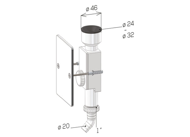 Sifone Scarico Condensa Ad Incasso Piastra Inox- 1 X 46- Ghidi- Pezzi 1