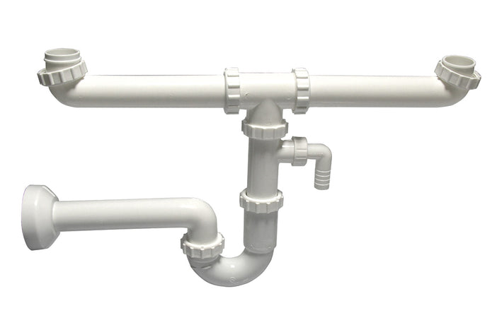 Sifone Per Lavelli A 2 Vie Con Attacco Lavatrice- 1 1/2 Diam.40- Dh- Pezzi 1