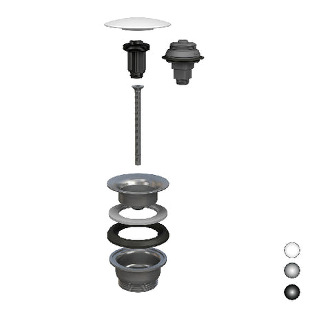 Piletta A Scatto Per Lavabo E Bidet Manitapi- Tappo In Acciaio Inox Cromato- Bonom- Pezzi 1