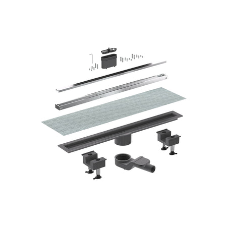 Canaletta Doccia Canalissima Alluminio Orizzontale Kit- L. 20 Cm- Bonom- Pezzi 1