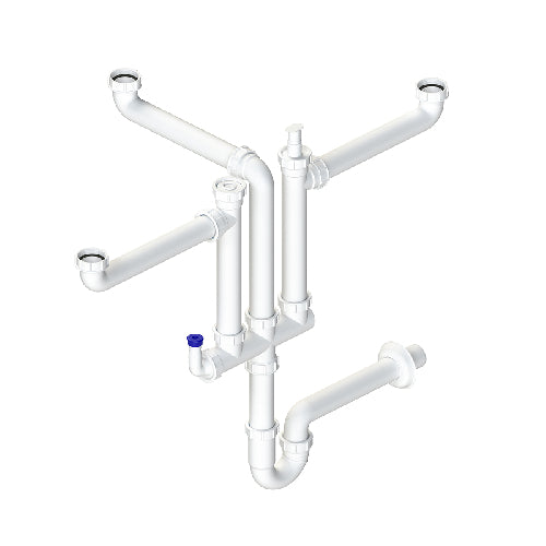 Sifone A 3 Vie Con Doppio Attacco Lavastoviglie- 11/2- Dh- Pezzi 1