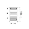 Termoarredo Linea Kalura Diritto H 800- Cromo Int. 500 - L 550- Aton- Pezzi 1