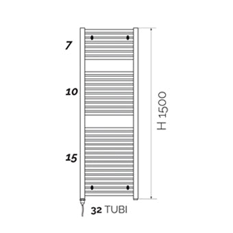 Scaldasalviette Elettrico Con Resistenza Termolimitata H. 1500- L. Cm 50 - 700W- Aton- Pezzi 1