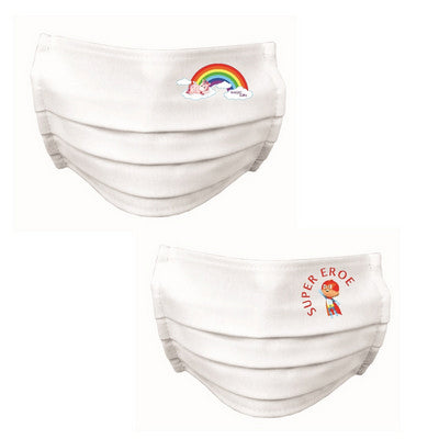 10 Pz Mascherine Bambini Sorriso Fantasie Miste M/F Idrorepellente- Baby Sorriso 3-6 Anni- Senza- Pezzi 1