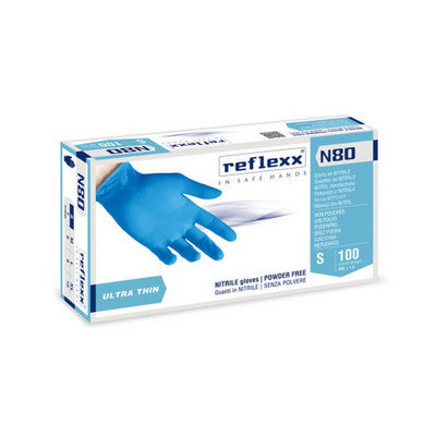 100 Pz Guanti In Nitrile Ultra Sottili N80B- Taglia M- Refle- Pezzi 1