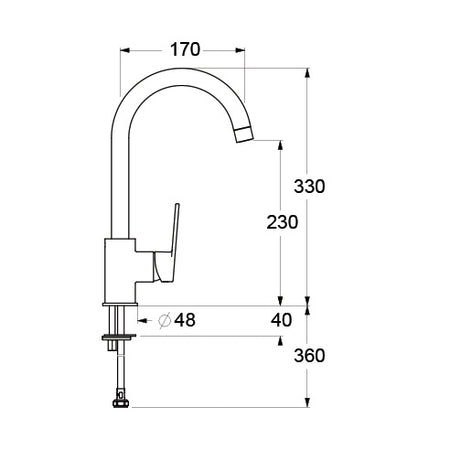 Miscelatore Monocomando Lavello Canna Tonda Serie Smeraldo- Cromo- Nymo- Pezzi 1
