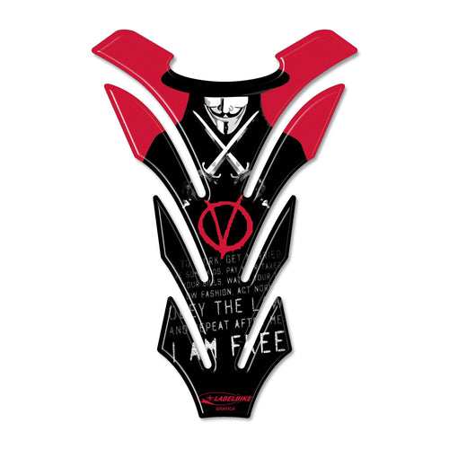 IMPERDIBILE PARASERBATOIO V PER VENDETTA ADESIVI per SERBATOIO MOTO in RESINA 3D