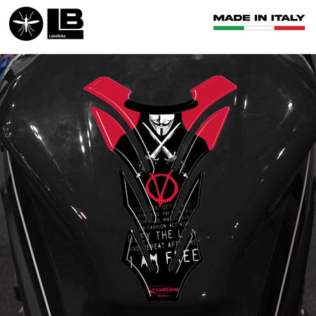 IMPERDIBILE PARASERBATOIO V PER VENDETTA ADESIVI per SERBATOIO MOTO in RESINA 3D