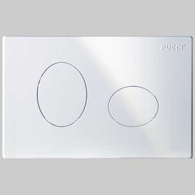 Placca Di Comando Eco Ellisse Doppio Tasto Bianca Pucci
