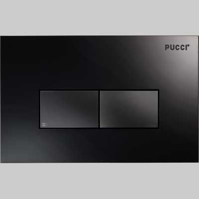 Placca Di Comando Eco Linea Acrilico Doppio Tasto Nero Lucido Pucci