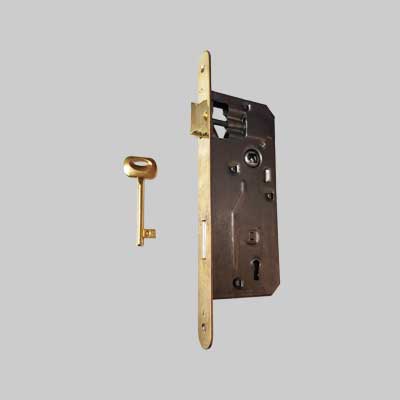 Serratura Per Porte In Legno 'Patent Grande' Frontale Bordo Tondo Bonaiti E50 Bronzata - Bonaiti