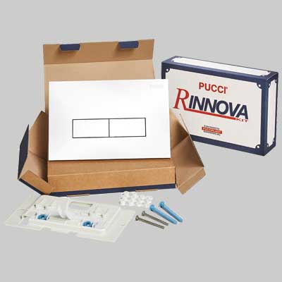 Kit Eco Doppio Tasto Telaio + Placca Cm.28 Sp.1,0 Bianca Pucci