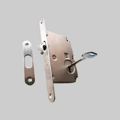 Serratura Per Porte Scorrevoli A Gancio Bonaiti E50 - Ottonato Lucido - Bonaiti