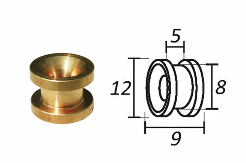Passafilo In Ottone Per Testine Con Sede- - Ø Mm.9, Ø Esterno Mm.12 - 10 Pezzi