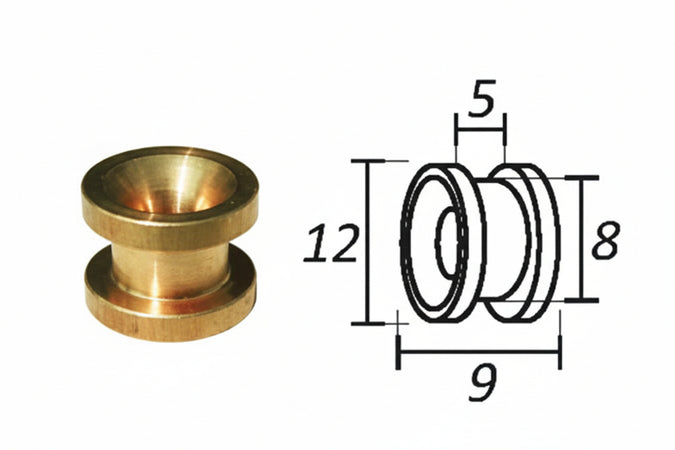 Passafilo In Ottone Per Testine Con Sede- - Ø Mm.9, Ø Esterno Mm.12 - 10 Pezzi