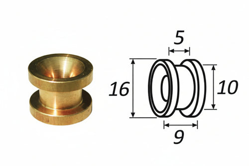 Passafilo In Ottone Per Testine Con Sede- - Ø Mm.9, Ø Esterno Mm.16 - 5 Pezzi