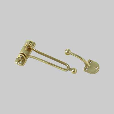 Gancio Di Sicurezza Per Porte 130X65 Mm - Ottone Lucido - 2 Pezzi