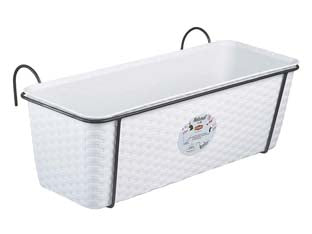 Set Balcone Natural Bianco C/Riser. Acqua Supp.Metallo Antracite Cm.50 Cm. 50X18X16H. Lt.9.2 Stefanplast