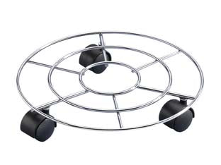 Portavaso Con Ruote Tondo In Filo Acciaio Cm.30- - Cm 30 - Ø Filo Mm 6 - Portata Kg 50 - 5 Pezzi Vette