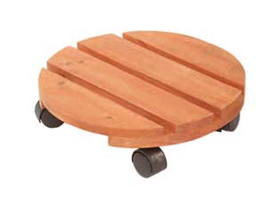 Portavaso In Legno Con Ruote- - Ø Cm.25 - 2 Pezzi Vette