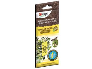 Trappola Biadesiva Per Mosca E Tignola Dell'Olivo- - 3 Trappole Adesive Cm.9,6X18,5H. - 3 Pezzi Zapi