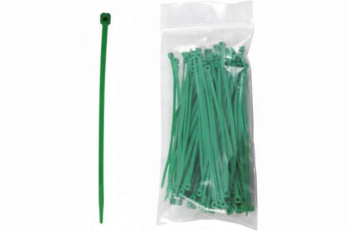 Fascette Nylon Verdi In Confezione Pezzi 100- - Mm.3,6X200 - 1 Busta T-Rex